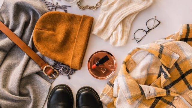 Array of women's winter clothes and accessories
