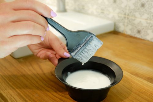 hair dye and bowl at home