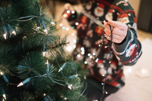 christmas lights on a tree