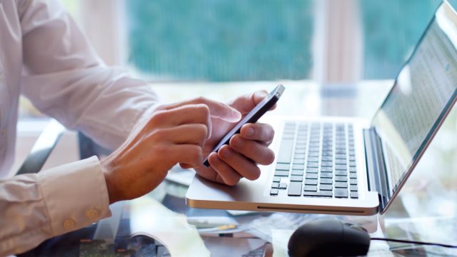 checking email on phone
