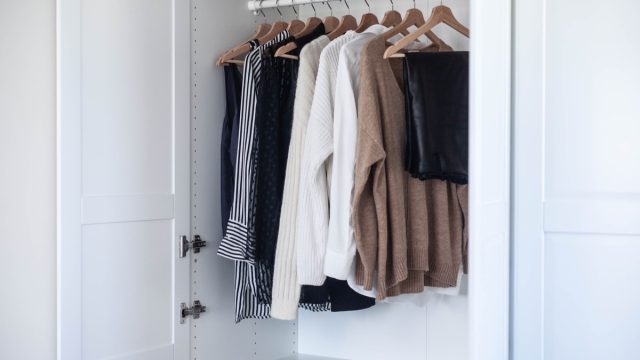 capsule wardrobe in closet