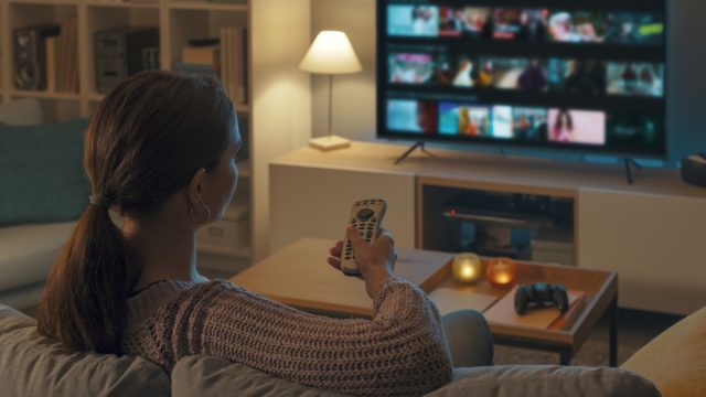 woman watching tv