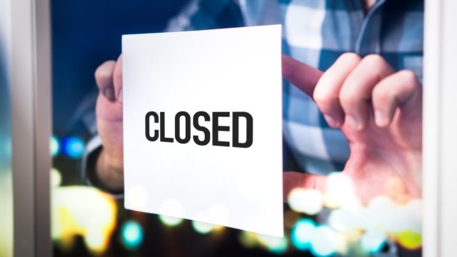 closed sign in store window
