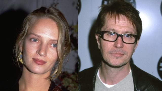 Uma Thurman in 1998 and Gary Oldman in 2001