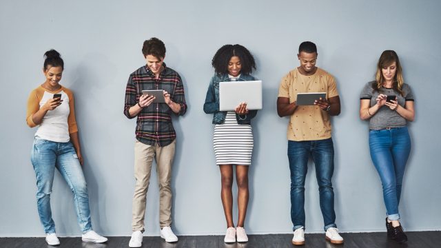 line of people logging into different devices with funny usernames and passwords