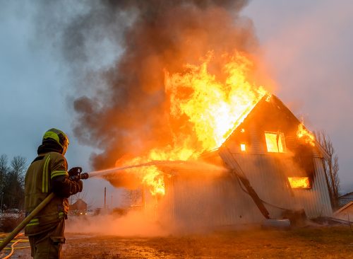 fireman putting out a fire
