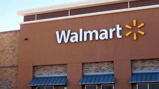 New Walmart store facade featuring their most recent logo."