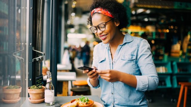 Young Black Woman Taking Picture of Food