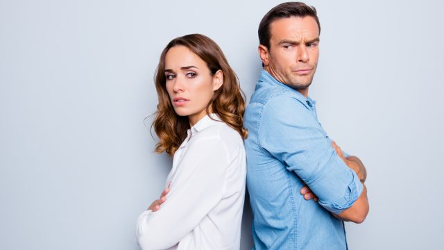 young couple annoyed with each other