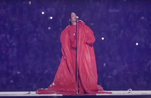 Rihanna performing at the 2023 Super Bowl