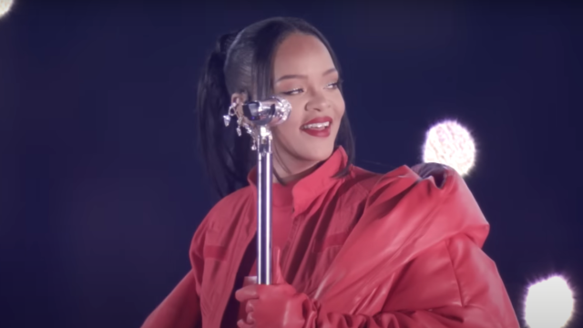 Rihanna performing at the 2023 Super Bowl