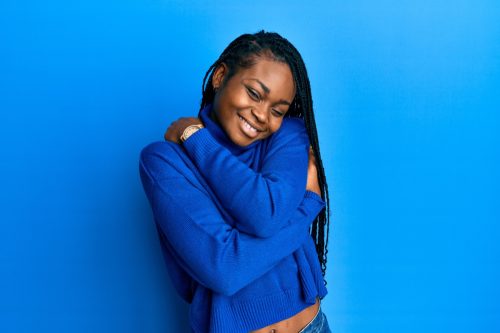 Young Black Woman in All Blue