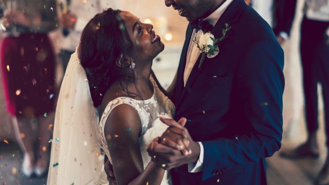 Bride and groom having their first dance
