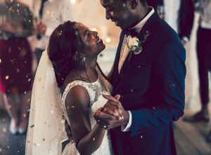 Bride and groom having their first dance