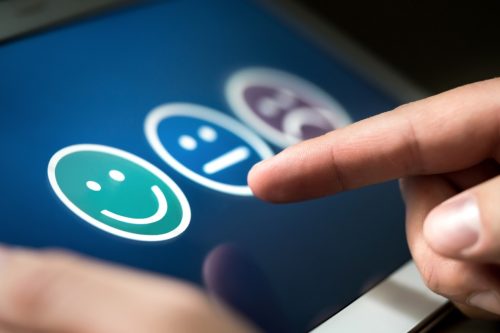 person taking an online customer satisfaction survey