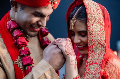 happy wedding couple