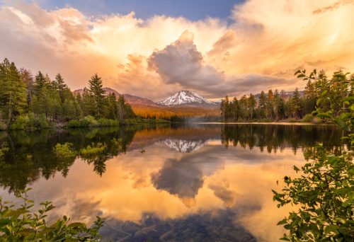 lassen volcanic national park at sunset
