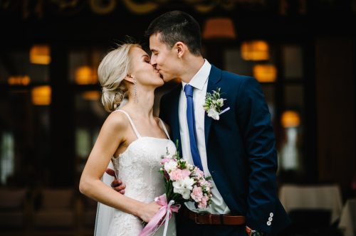 young bride and groom
