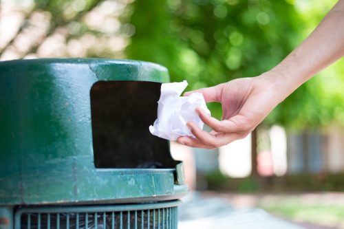 throwing away litter