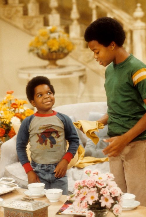 Gary Coleman and Todd Bridges filming "Diff'rent Strokes" circa 1980