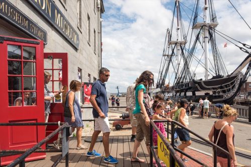 family visiting the USS Constitution Museum in Boston