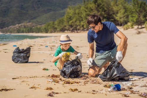 father's day ideas - volunteering to clean up the beach