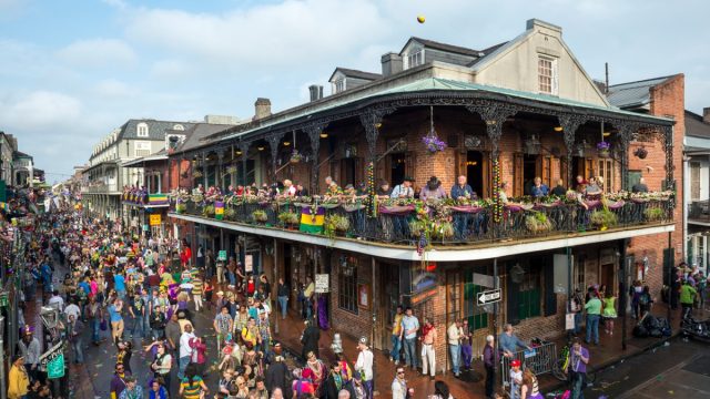 bourbon street during mardi gras