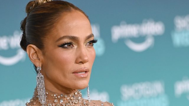 Jennifer Lopez at the premiere of "Shotgun Wedding" in January 2023