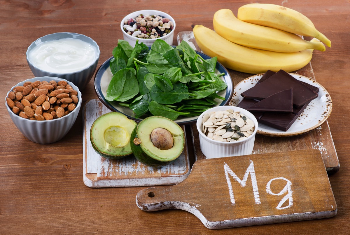 Foods High in Magnesium on wooden table. 