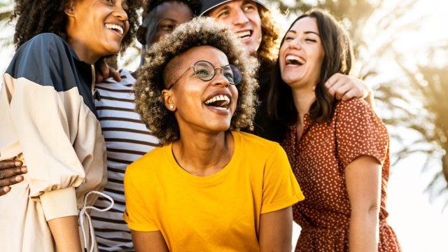 group of outgoing people having fun