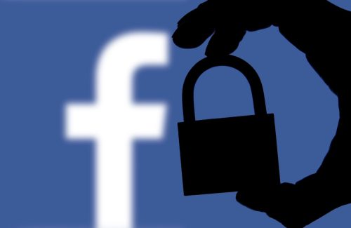 facebook page with lock silhouette