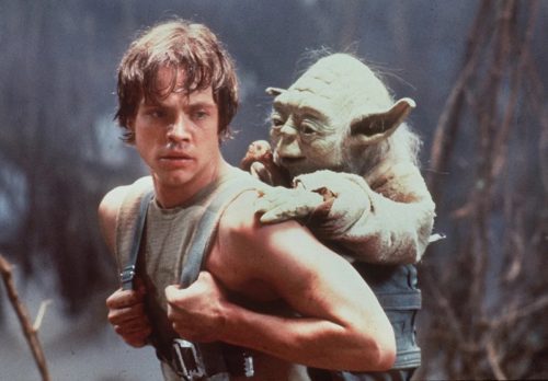 Mark Hamill as Luke Skywalker and Yoda