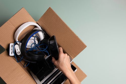 box of electronics