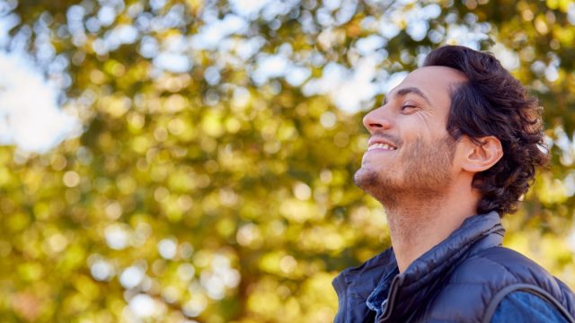 Calm Man Outside Smiling