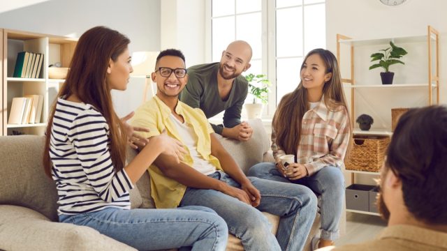 Small Group of Friends Having a House Party