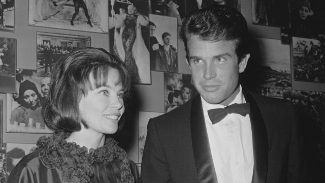 Leslie Caron and Warren Beatty at the premiere of "The Americanization of Emily" in 1964
