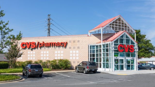 A modern CVS Pharmacy building on South Blvd, one of over 9600 locations.