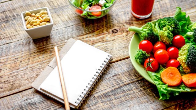 concept diet, slimming plan with vegetables mock up