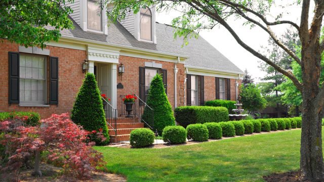 Residential two story brick home in an upscale neighborhood.