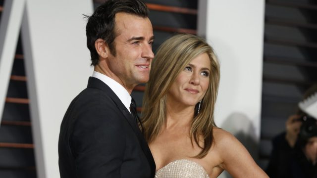 Justin Theroux and Jennifer Aniston at the 2015 Vanity Fair Oscar Party