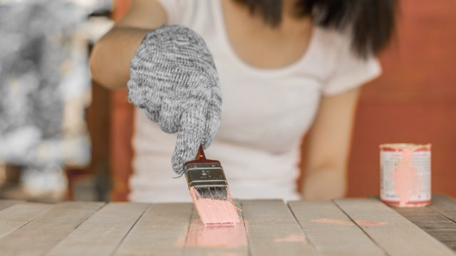 woman working on a DIY project