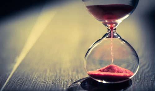 hourglass with red sand
