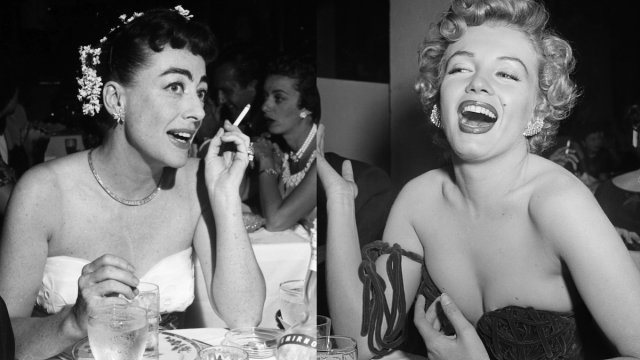 Joan Crawford in 1954; Marilyn Monroe in 1952