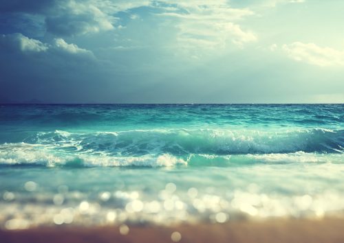 beach in sunset time, tilt shift soft effect