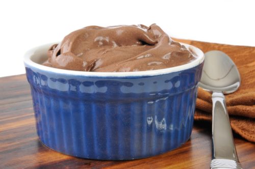 A bowl of chocolate pudding, or chocolate truffle mousse