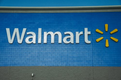 A Walmart storefront sign