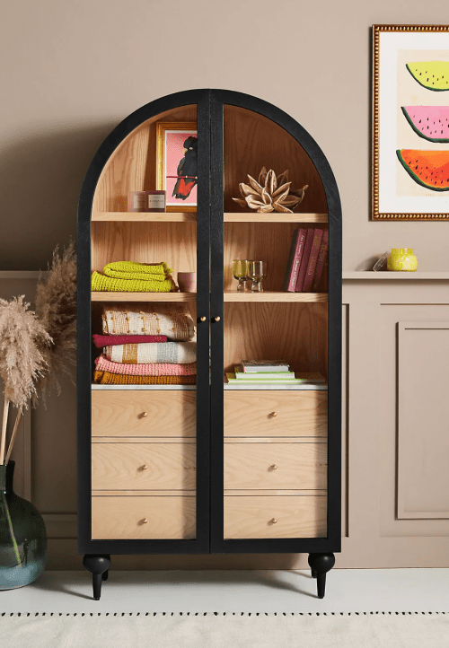 Styled product shot of Anthropologie's Fern Storage Cabinet