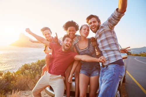 Group of Friends Smiling and Traveling