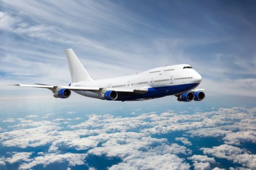 Passenger jet plane in the sky