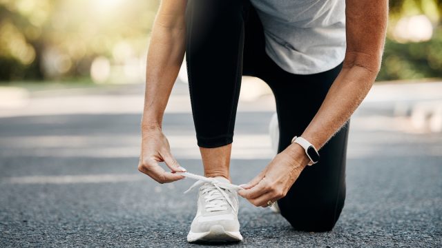 Fitness,,Running,And,Shoes,Of,Woman,In,Road,For,Morning